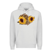 Dove Grey sunflower leopard patch Premium Hoodie - AdoDesignShop