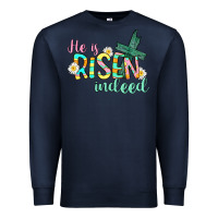 Navy He is risen indeed Easter Premium Sweatshirt - CowGirlArtShop