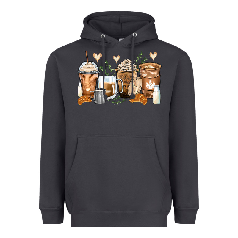 Latte Coffee Cups Heavyweight Hoodie by Zillion Design Studio | Teevron