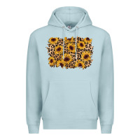 Blue Mist sunflower leopard background Premium Hoodie - AdoDesignShop