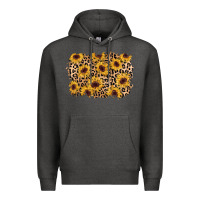Charcoal Heather sunflower leopard background Premium Hoodie - AdoDesignShop