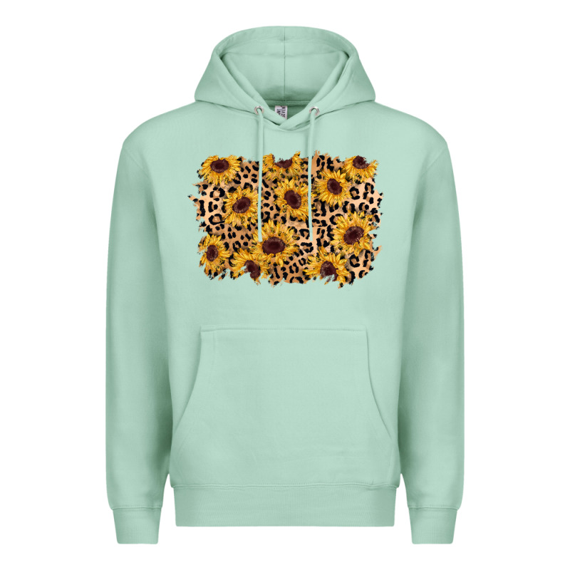 Sunflower Leopard Background Premium Hoodie by AdoDesignShop | Teevron