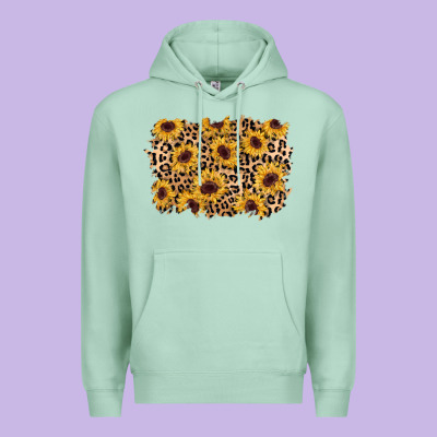 Sunflower Leopard Background Premium Hoodie Designed By Adodesignshop