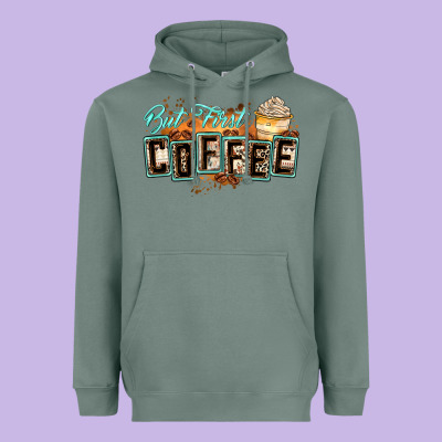 But First Coffee Heavyweight Hoodie Designed By Zillion Design Studio