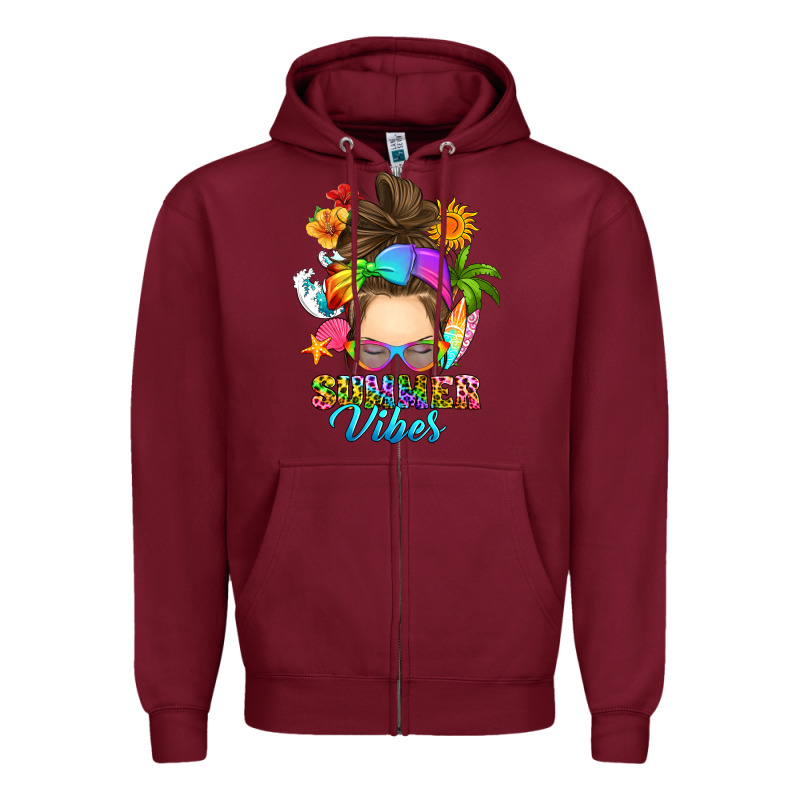 Messy Bun Summer Vibes Zipper Hoodie by RanaPortraitStore | Teevron