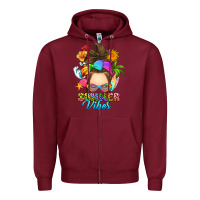 Burgundy messy bun summer vibes Zipper Hoodie - RanaPortraitStore