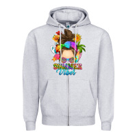 Heather Grey messy bun summer vibes Zipper Hoodie - RanaPortraitStore