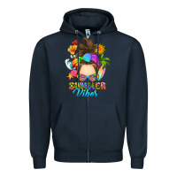 Navy messy bun summer vibes Zipper Hoodie - RanaPortraitStore