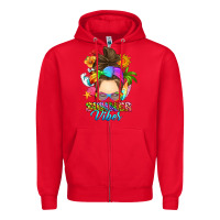 Red messy bun summer vibes Zipper Hoodie - RanaPortraitStore