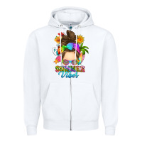 White messy bun summer vibes Zipper Hoodie - RanaPortraitStore