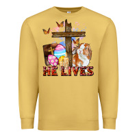 Antique Gold He lives Easter Day Premium Sweatshirt - CowGirlArtShop