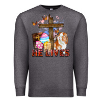 Charcoal Heather He lives Easter Day Premium Sweatshirt - CowGirlArtShop