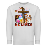 Dove Grey He lives Easter Day Premium Sweatshirt - CowGirlArtShop