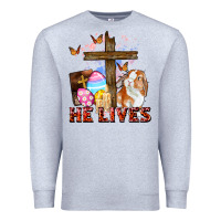 Heather Grey He lives Easter Day Premium Sweatshirt - CowGirlArtShop