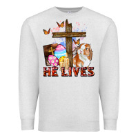 Oatmeal Heather He lives Easter Day Premium Sweatshirt - CowGirlArtShop