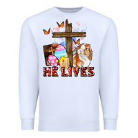 White He lives Easter Day Premium Sweatshirt - CowGirlArtShop