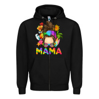 Black messy bun mama summer Zipper Hoodie - RanaPortraitStore