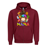 Burgundy messy bun mama summer Zipper Hoodie - RanaPortraitStore