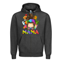 Charcoal Heather messy bun mama summer Zipper Hoodie - RanaPortraitStore
