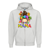 Dove Grey messy bun mama summer Zipper Hoodie - RanaPortraitStore