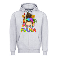 Heather Grey messy bun mama summer Zipper Hoodie - RanaPortraitStore