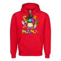 Red messy bun mama summer Zipper Hoodie - RanaPortraitStore