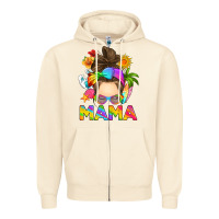 Sandshell messy bun mama summer Zipper Hoodie - RanaPortraitStore