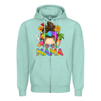 Seafoam messy bun mama summer Zipper Hoodie - RanaPortraitStore