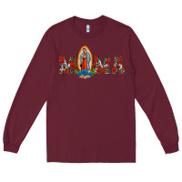 Burgundy mama our lady of guadalupe Long Sleeve Tee - BarkalooDesign