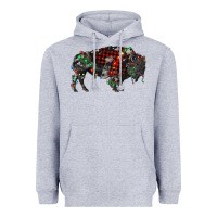 Heather Grey christmas bison Heavyweight Hoodie - RanaPortraitStore