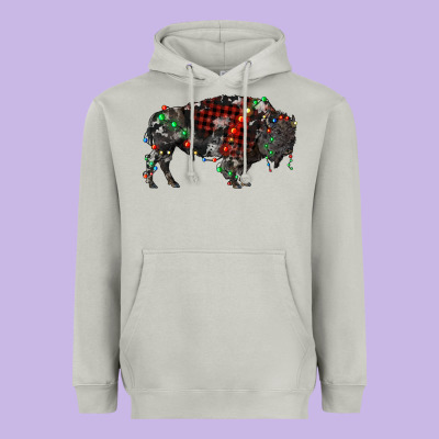 Christmas Bison Heavyweight Hoodie Designed By Ranaportraitstore