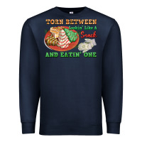 Navy torn between lookin like a snack and eatin one Premium Sweatshirt - FaDigitalArtStudio