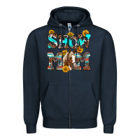 Navy show mom horse Zipper Hoodie - RanaPortraitStore