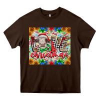 Chocolate Brown Love Christmas cow Heavy Core Tee - CowhideDigitalArt