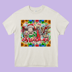 Love Christmas Cow Heavy Core Tee Designed By Cowhidedigitalart
