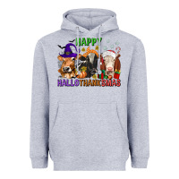 Heather Grey happy hallothanksmas with cow Heavyweight Hoodie - texasbilliewilder