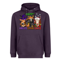 Plum happy hallothanksmas with cow Heavyweight Hoodie - texasbilliewilder