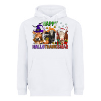 White happy hallothanksmas with cow Heavyweight Hoodie - texasbilliewilder