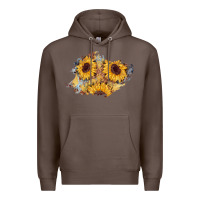 Coffee sunflower glitter leather patch Premium Hoodie - AdoDesignShop