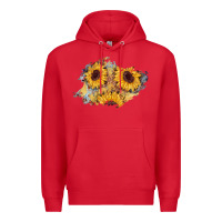 Red sunflower glitter leather patch Premium Hoodie - AdoDesignShop