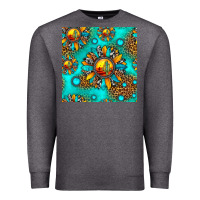 Charcoal Heather western sunset sunflowers seamless pattern Premium Sweatshirt - HRA Design Shop