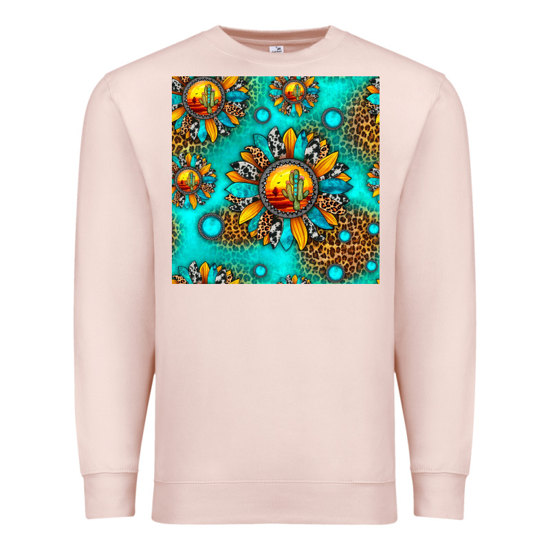 Western Sunset Sunflowers Seamless Pattern Premium Sweatshirt by HRA Design Shop | Teevron