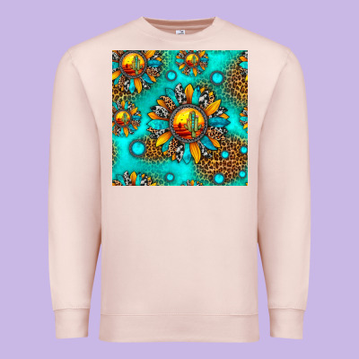 Western Sunset Sunflowers Seamless Pattern Premium Sweatshirt Designed By Hra Design Shop