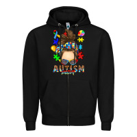 Black messy bun autism mom Zipper Hoodie - RanaPortraitStore