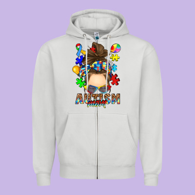 Zipper Hoodie messy bun autism mom
