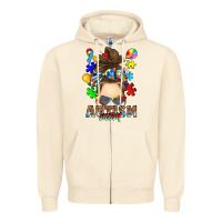 Sandshell messy bun autism mom Zipper Hoodie - RanaPortraitStore