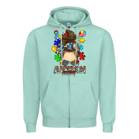 Seafoam messy bun autism mom Zipper Hoodie - RanaPortraitStore