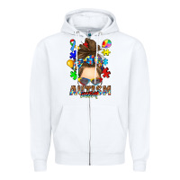 White messy bun autism mom Zipper Hoodie - RanaPortraitStore