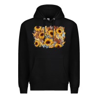 Black sunflower glitter leather background Premium Hoodie - AdoDesignShop