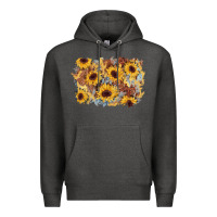 Charcoal Heather sunflower glitter leather background Premium Hoodie - AdoDesignShop